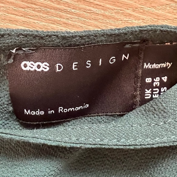 ASOS Design Tiered Midi Maternity Dress Long Sleeve Keyhole Back Green Size 4 - Picture 6 of 7